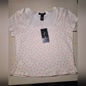 Just polly square neck crop shirt size large 100% cotton